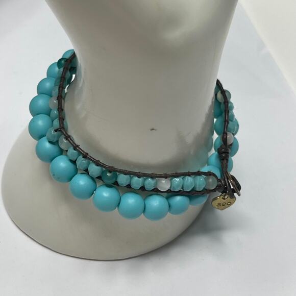 American Eagle bracelet AE with a second bracelet turquoise blue beads boho - Picture 2 of 9